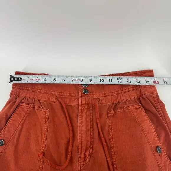 Free People Mohave Safari Pants Size 10 Rust Orange Cargo Drawstring Casual - Picture 9 of 10